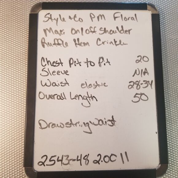 Style & Co PM Petite Dress Maxi Crinkle Floral On/off Shoulder Cottagecore BOHO - Picture 10 of 10